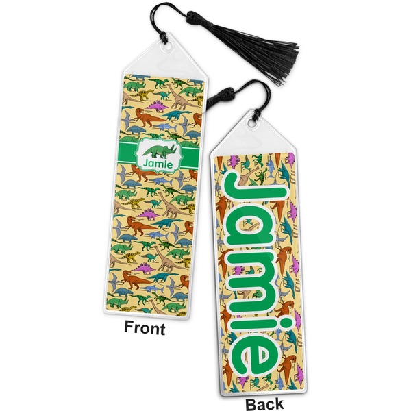 Dinosaurs Bookmark with tassel - Front and Back