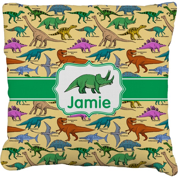 Custom Dinosaurs Faux-Linen Throw Pillow 18" (Personalized)