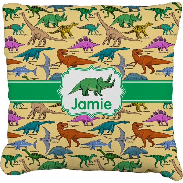 Custom Dinosaurs Faux-Linen Throw Pillow 20" (Personalized)