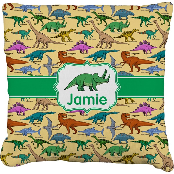 Custom Dinosaurs Faux-Linen Throw Pillow 26" (Personalized)