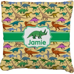 Dinosaurs Faux-Linen Throw Pillow (Personalized)
