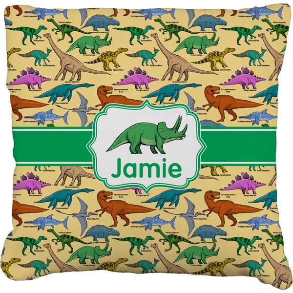 Custom Dinosaurs Faux-Linen Throw Pillow (Personalized)
