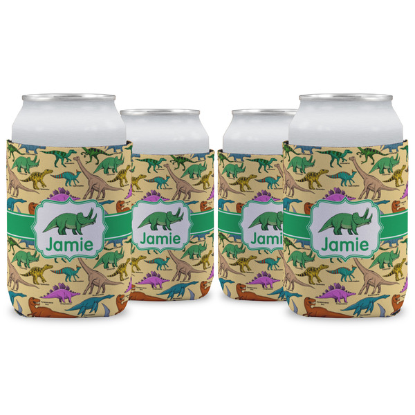 Custom Dinosaurs Can Cooler (12 oz) - Set of 4 w/ Name or Text