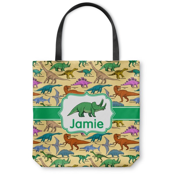 Custom Dinosaurs Canvas Tote Bag - Large - 18"x18" (Personalized)