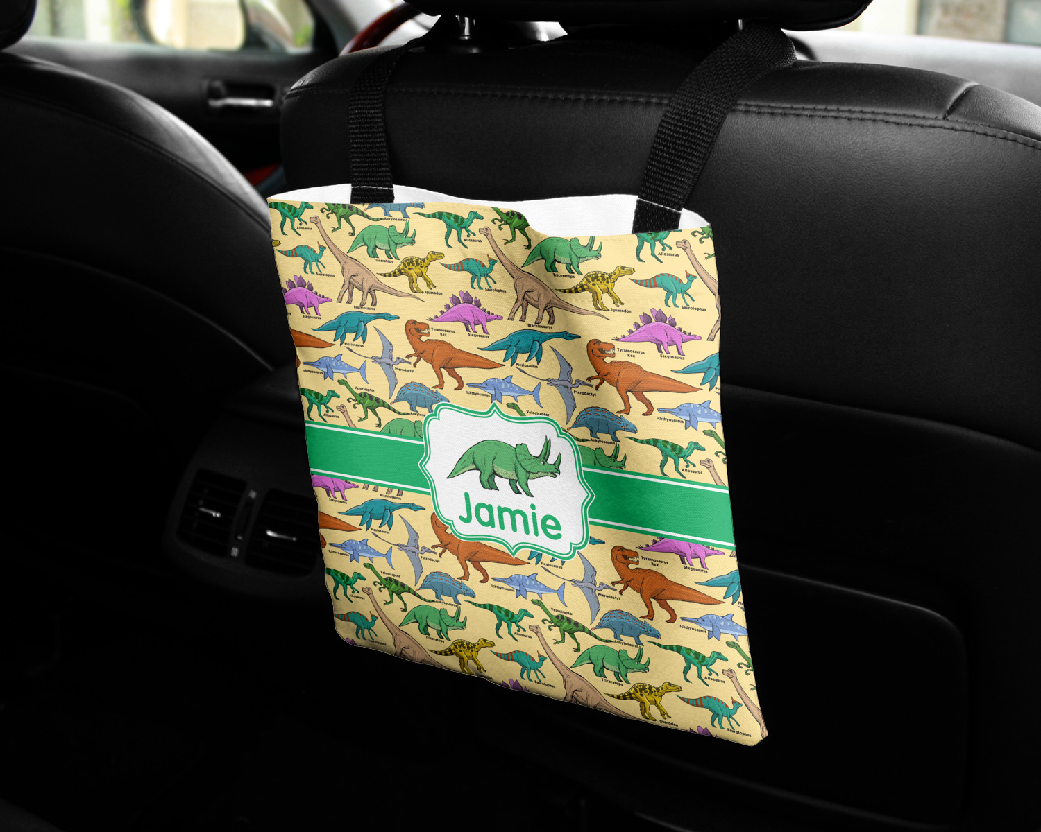 Custom Dinosaurs Auto Back Seat Organizer Bag (Personalized