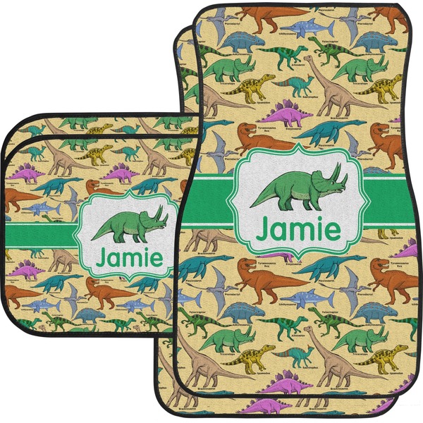 Custom Dinosaurs Car Floor Mats Set - 2 Front & 2 Back (Personalized)