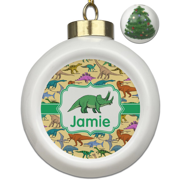 Custom Dinosaurs Ceramic Ball Ornament - Christmas Tree (Personalized)