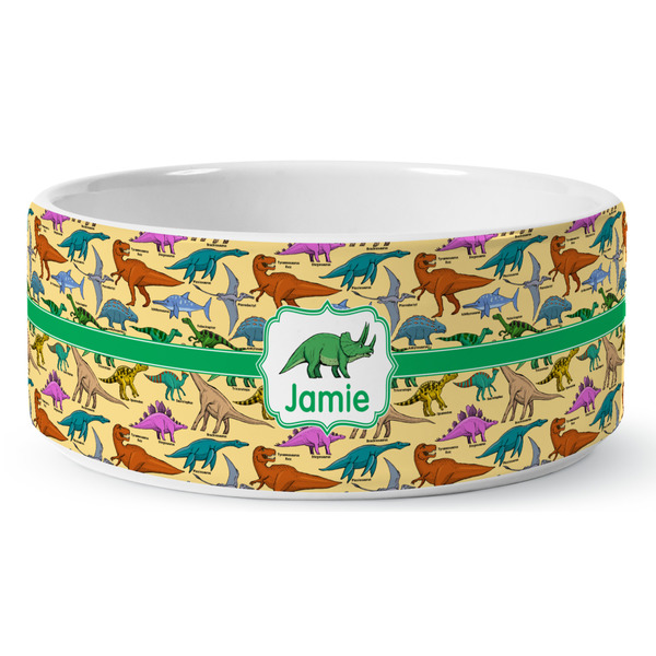 Dinosaurs Ceramic Dog Bowl - Medium - Front