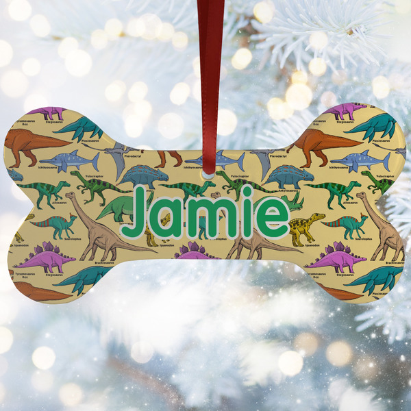 Custom Dinosaurs Ceramic Dog Ornament w/ Name or Text