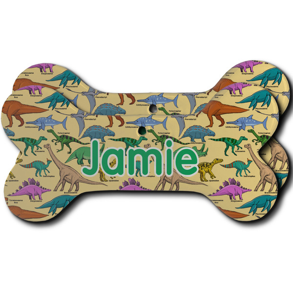 Custom Dinosaurs Ceramic Dog Ornament - Front & Back w/ Name or Text