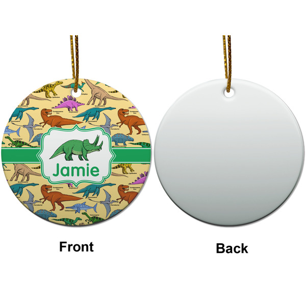 Dinosaurs Ceramic Flat Ornament - Circle Front & Back (APPROVAL)
