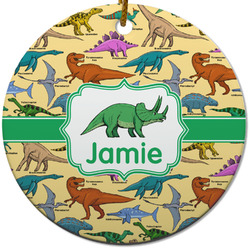 Dinosaurs Round Ceramic Ornament w/ Name or Text