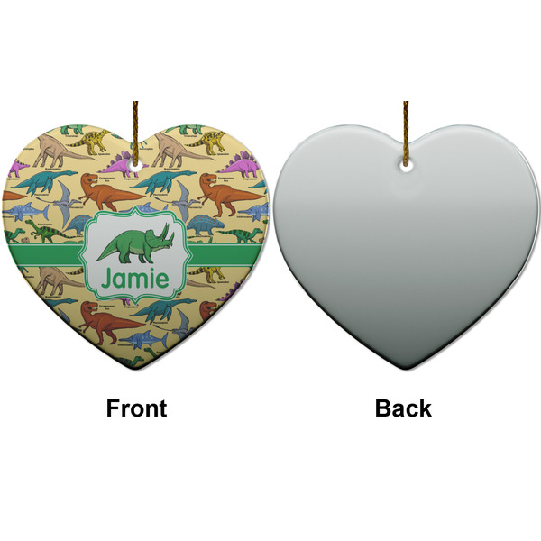 Dinosaurs Ceramic Flat Ornament - Heart Front & Back (APPROVAL)