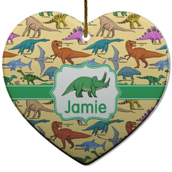 Dinosaurs Heart Ceramic Ornament w/ Name or Text