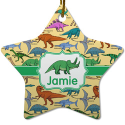 Dinosaurs Star Ceramic Ornament w/ Name or Text