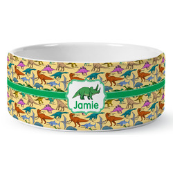 Dinosaurs Ceramic Dog Bowl (Personalized)