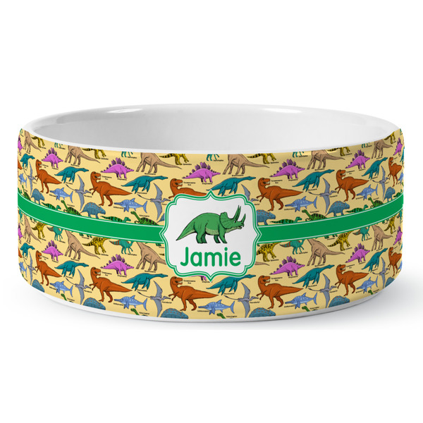 Custom Dinosaurs Ceramic Dog Bowl (Personalized)