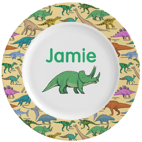 Custom Dinosaurs Ceramic Dinner Plates (Set of 4) (Personalized)