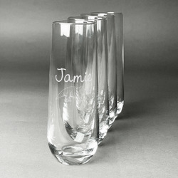 Dinosaurs Champagne Flute - Stemless Engraved - Set of 4 (Personalized)