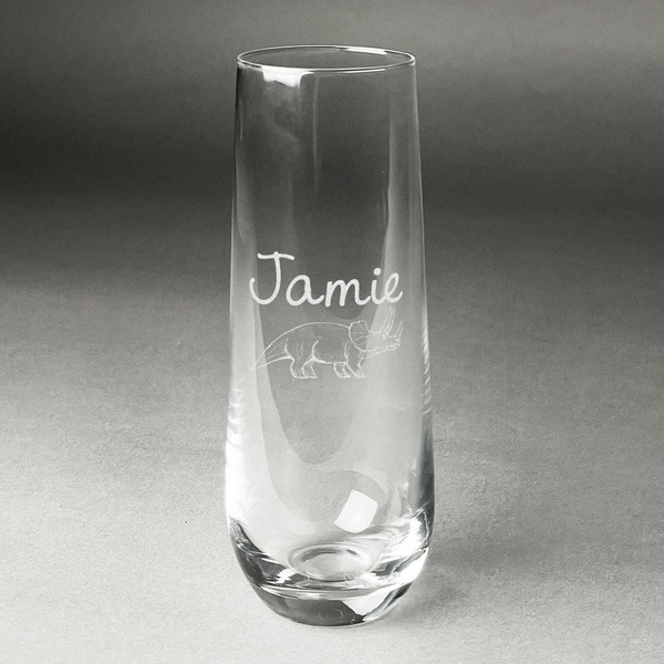 Custom Dinosaurs Champagne Flute - Stemless Engraved - Single (Personalized)
