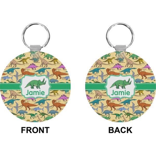 Dinosaurs Circle Keychain (Front + Back)
