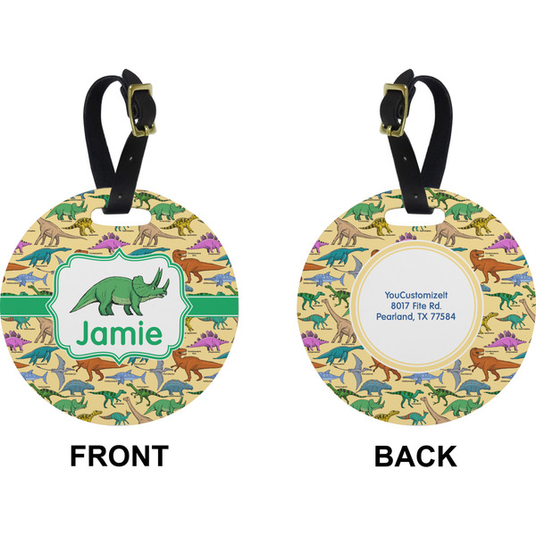 Dinosaurs Circle Luggage Tag (Front + Back)