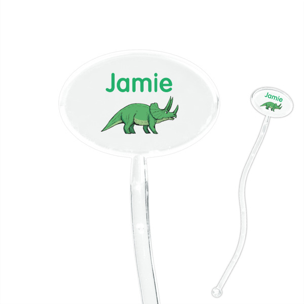 Custom Dinosaurs 7" Oval Plastic Stir Sticks - Clear (Personalized)