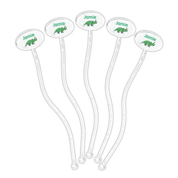 Dinosaurs Clear Plastic 7" Stir Stick - Oval - Fan