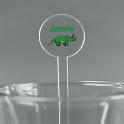 Dinosaurs 7" Round Plastic Stir Sticks - Clear (Personalized)