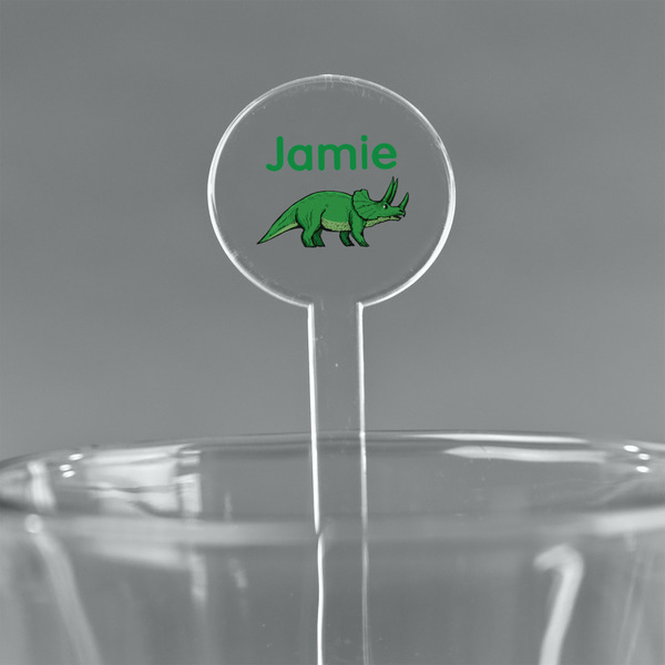 Custom Dinosaurs 7" Round Plastic Stir Sticks - Clear (Personalized)
