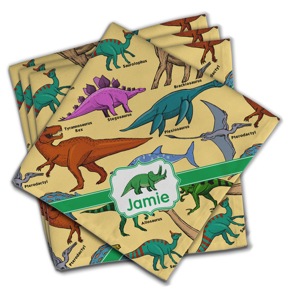 Custom Dinosaurs Cloth Napkins (Set of 4) (Personalized)