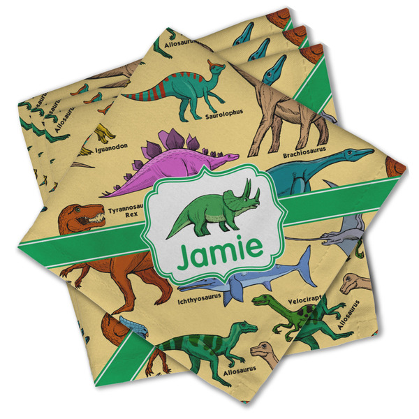 Custom Dinosaurs Cloth Cocktail Napkins - Set of 4 w/ Name or Text