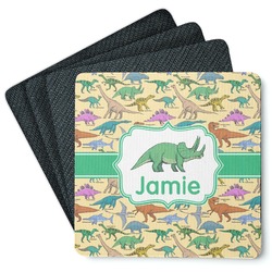 Dinosaurs Square Rubber Backed Coasters - Set of 4 (Personalized)