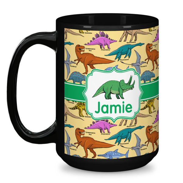 Dinosaurs Coffee Mug - 15 oz - Black