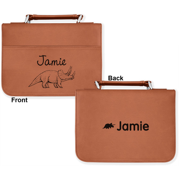 Dinosaurs Cognac Leatherette Bible Covers - Large Double Sided Apvl