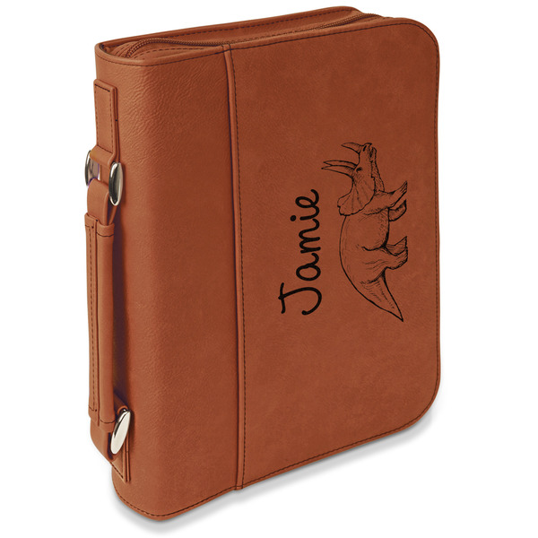 Custom Dinosaurs Leatherette Bible Cover with Handle & Zipper - Large - Double Sided (Personalized)