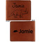 Dinosaurs Cognac Leatherette Bifold Wallets - Front and Back