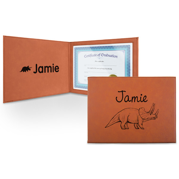 Custom Dinosaurs Leatherette Certificate Holder - Front and Inside (Personalized)