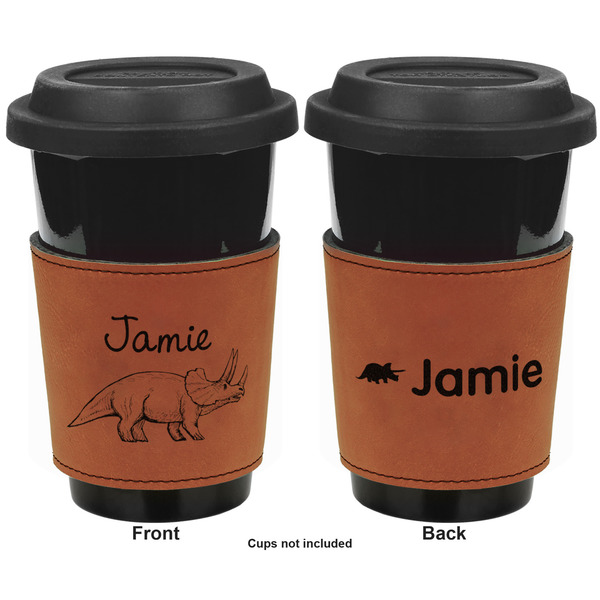 Dinosaurs Cognac Leatherette Mug Sleeve - Double Sided Apvl