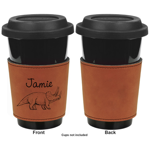 Dinosaurs Cognac Leatherette Mug Sleeve - Single Sided Apvl