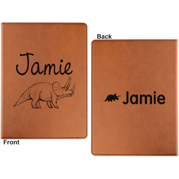Dinosaurs Cognac Leatherette Portfolios with Notepad - Large - Double Sided - Apvl