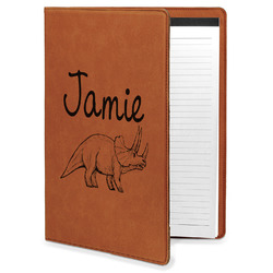 Dinosaurs Leatherette Portfolio with Notepad - Large - Single Sided (Personalized)