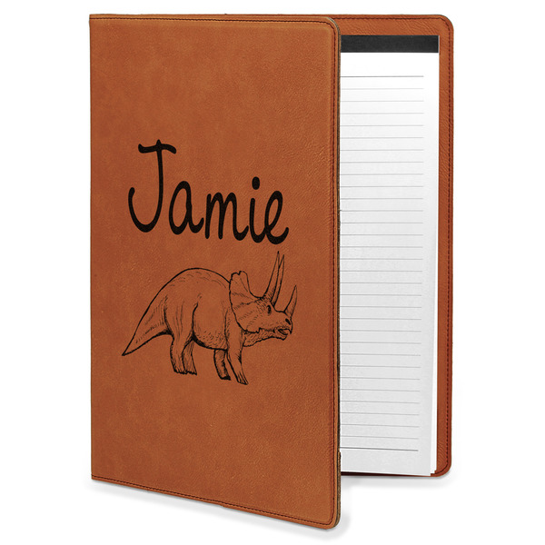 Custom Dinosaurs Leatherette Portfolio with Notepad - Large - Single Sided (Personalized)