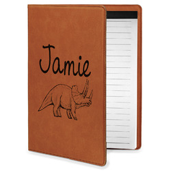 Dinosaurs Leatherette Portfolio with Notepad - Small - Single Sided (Personalized)