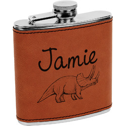 Dinosaurs Leatherette Wrapped Stainless Steel Flask (Personalized)