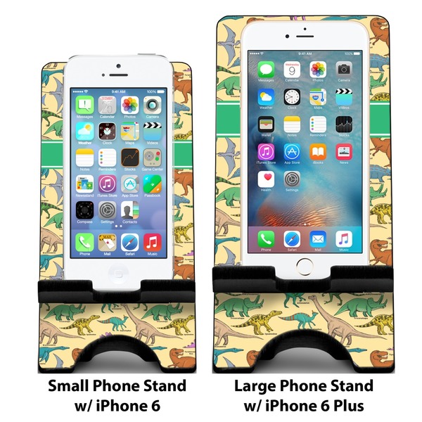 Dinosaurs Compare Phone Stand Sizes - with iPhones