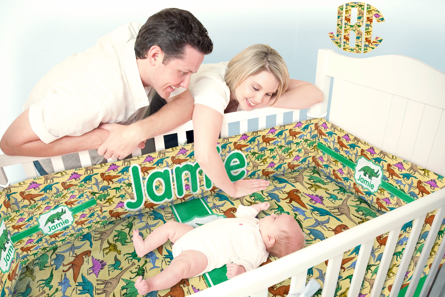 Custom Dinosaurs Crib Fitted Sheet (Personalized) YouCustomizeIt