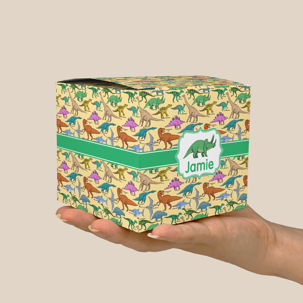 Dinosaurs Cube Favor Gift Box - On Hand - Scale View