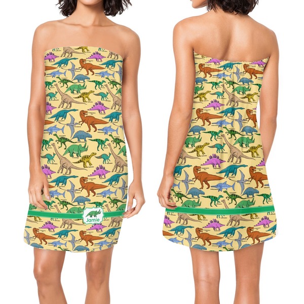 Dinosaurs Custom Bath Wrap - Front & Back View