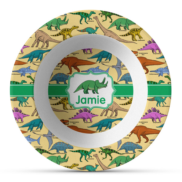 Custom Dinosaurs Plastic Bowl - Microwave Safe - Composite Polymer (Personalized)